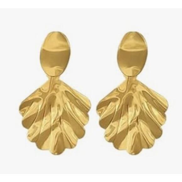 Gold Textured Drop Earrings - Picture 1 of 1